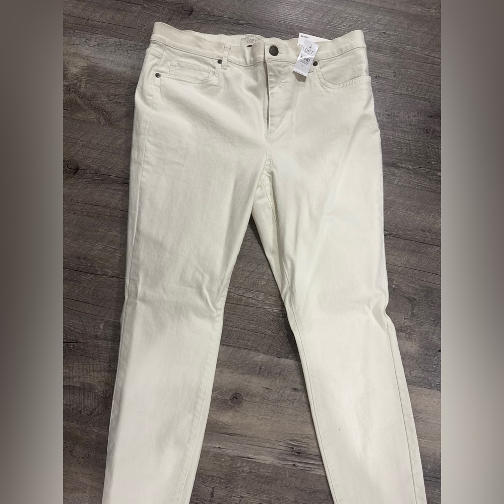 LOFT Women's Cream Straight Leg Jeans